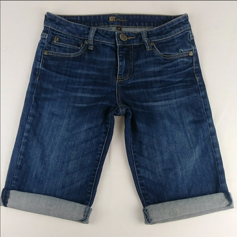 🌼 Kut f/t Kloth Bermuda Cropped Denim Shorts Dark